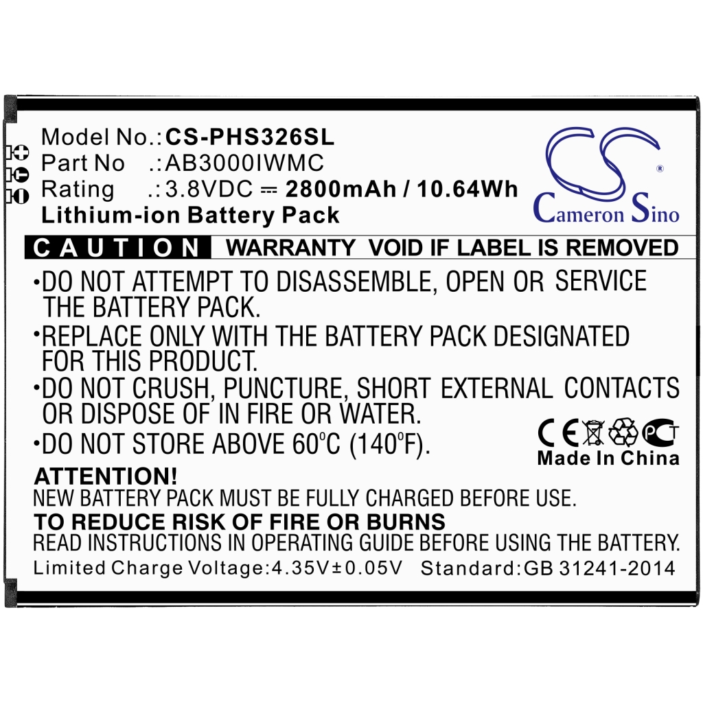 Batterier Ersätter Xenium S326