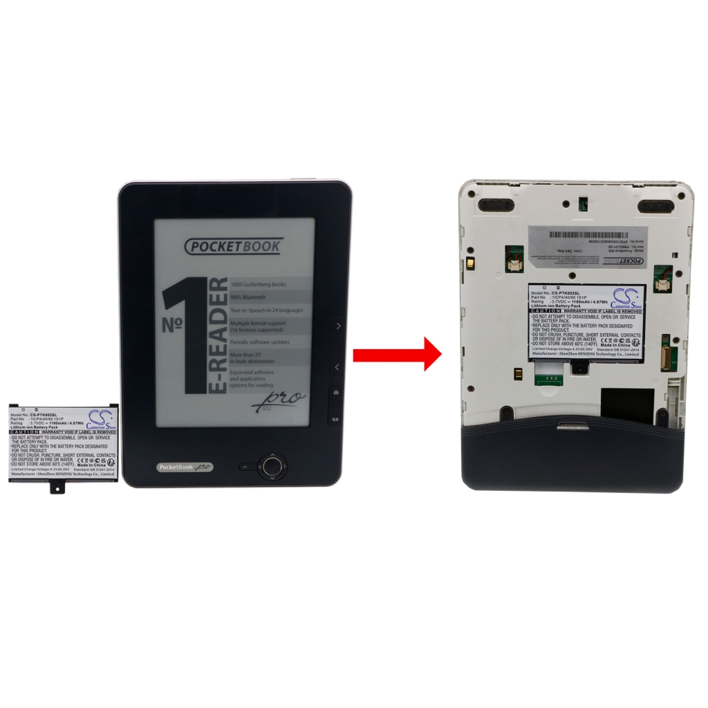 Batterier för elektroniska bokläsare Pocketbook CS-PTK602SL