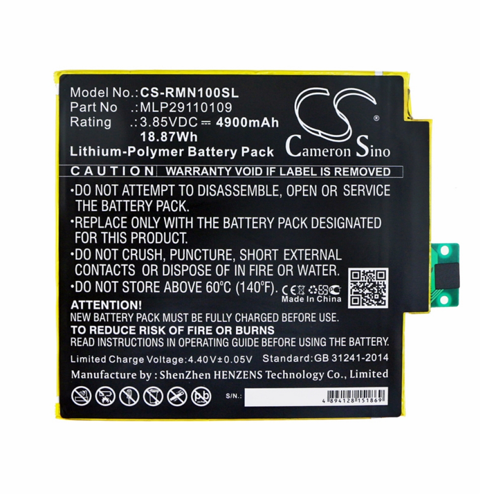 Batterier för surfplattor Verizon CS-RMN100SL