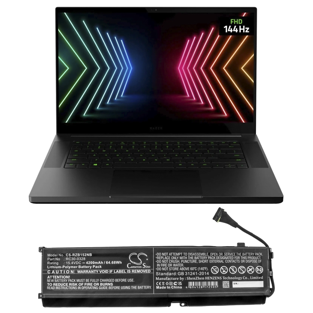 Batterier till bärbara datorer Razer CS-RZB152NB