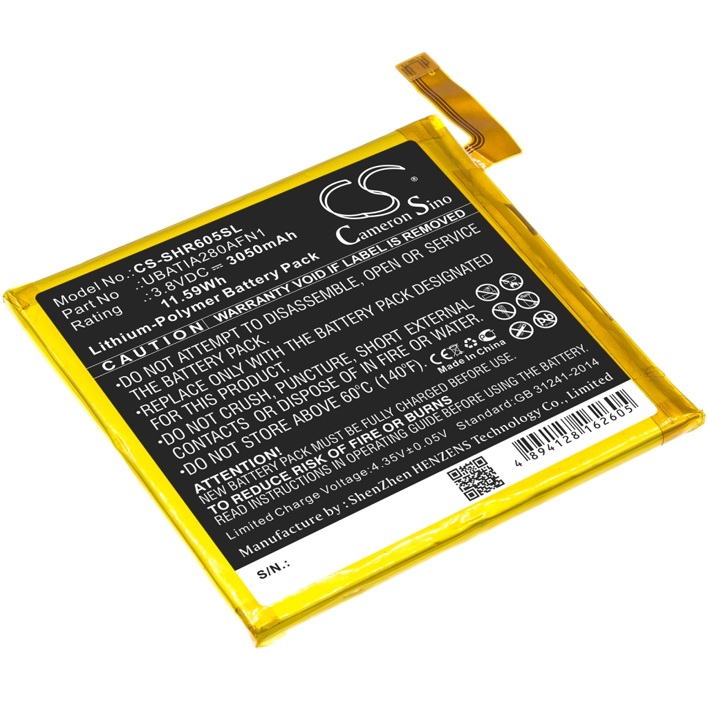 Compatible battery replacement for Sharp UBATIA280AFN1