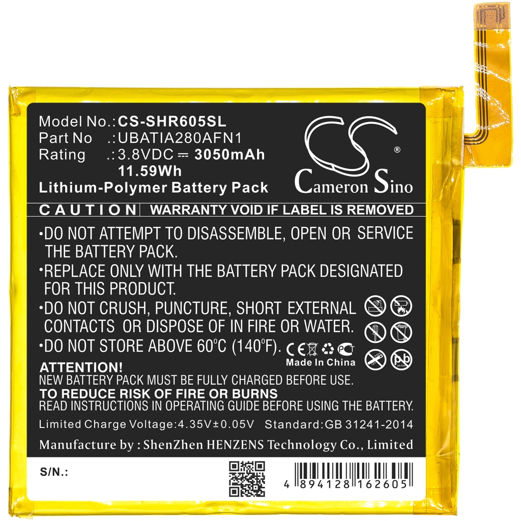 Compatible battery replacement for Sharp UBATIA280AFN1