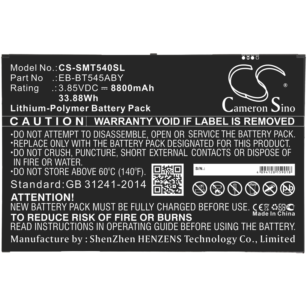 Batterier för surfplattor Samsung CS-SMT540SL