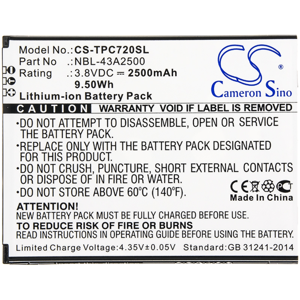 Batterier till mobiltelefoner Neffos CS-TPC720SL