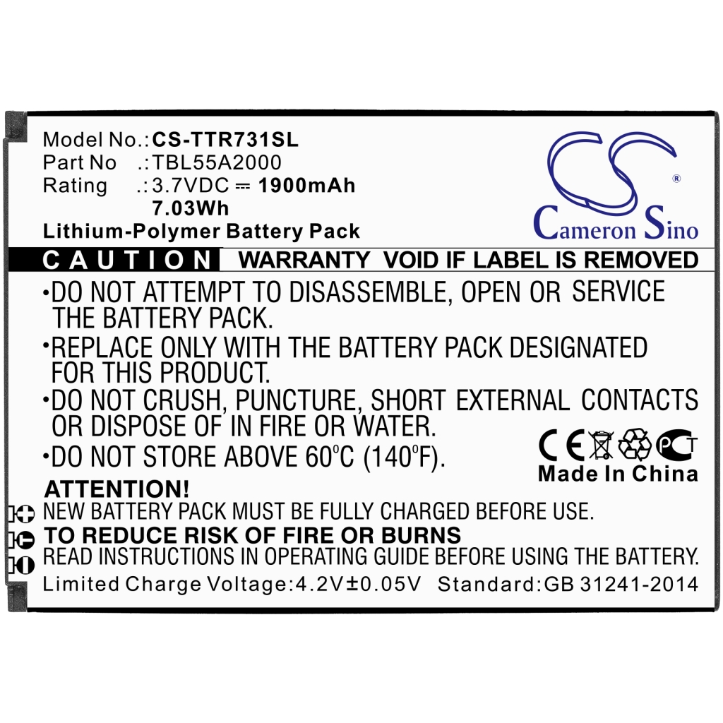 Batterier Ersätter TBL55A2000