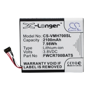 CS-VMH700SL<br />Batterier för  ersätter batteri FWCR700BATS