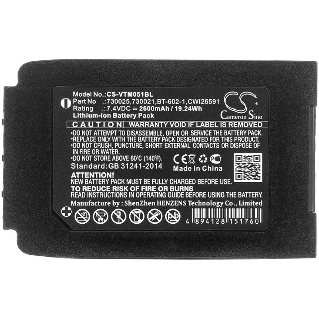 Batterier för skanner Vocollect CS-VTM051BL