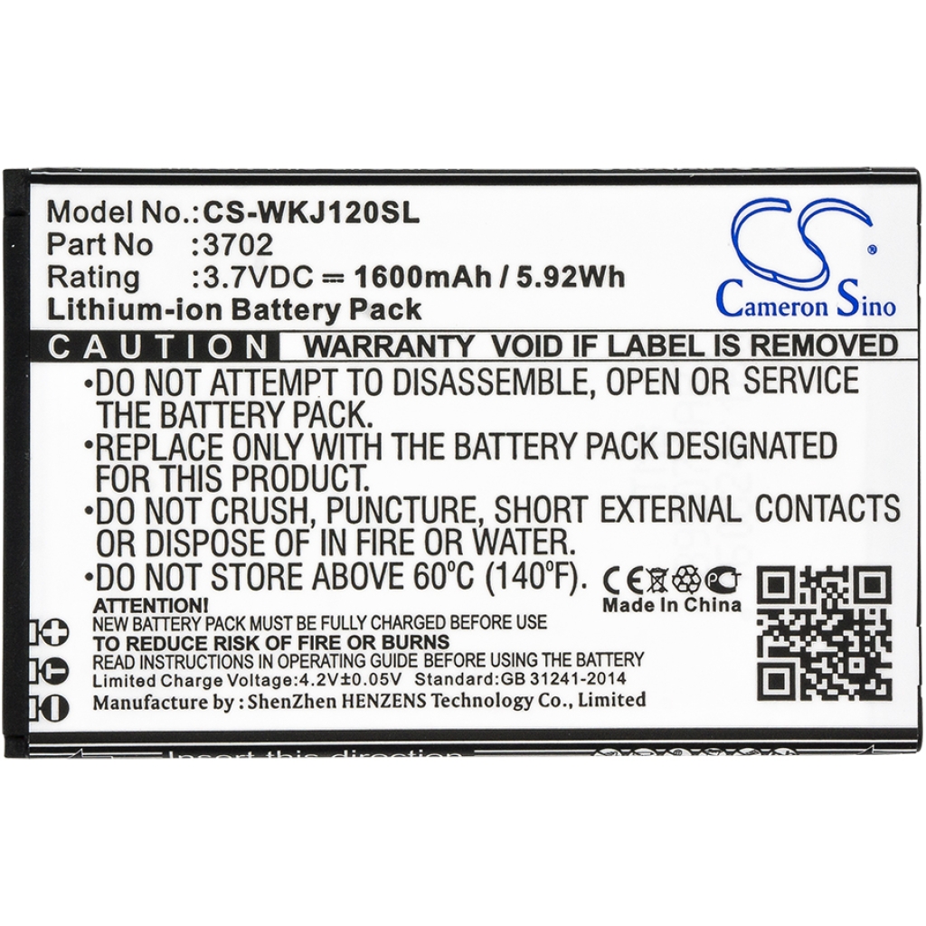 Compatible battery replacement for Wiko 3702