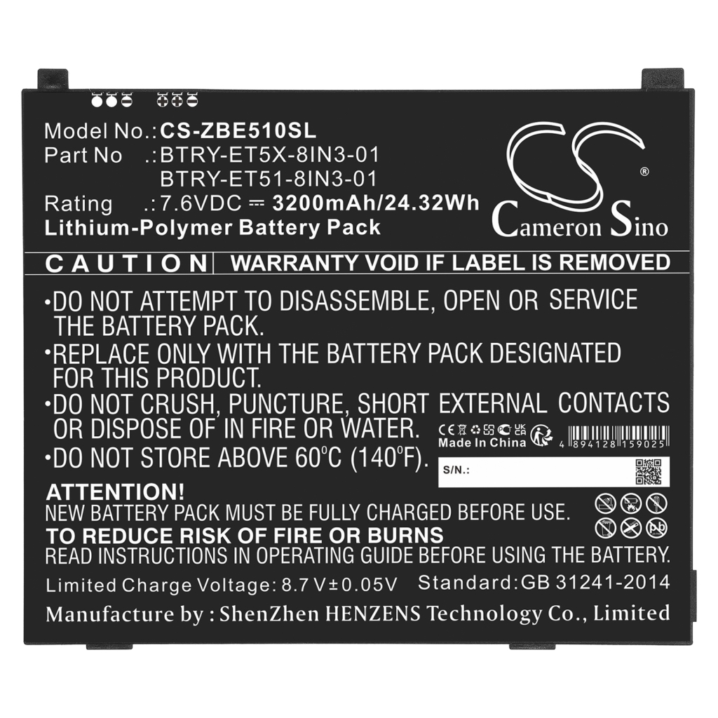 Tablet Battery Zebra CS-ZBE510SL