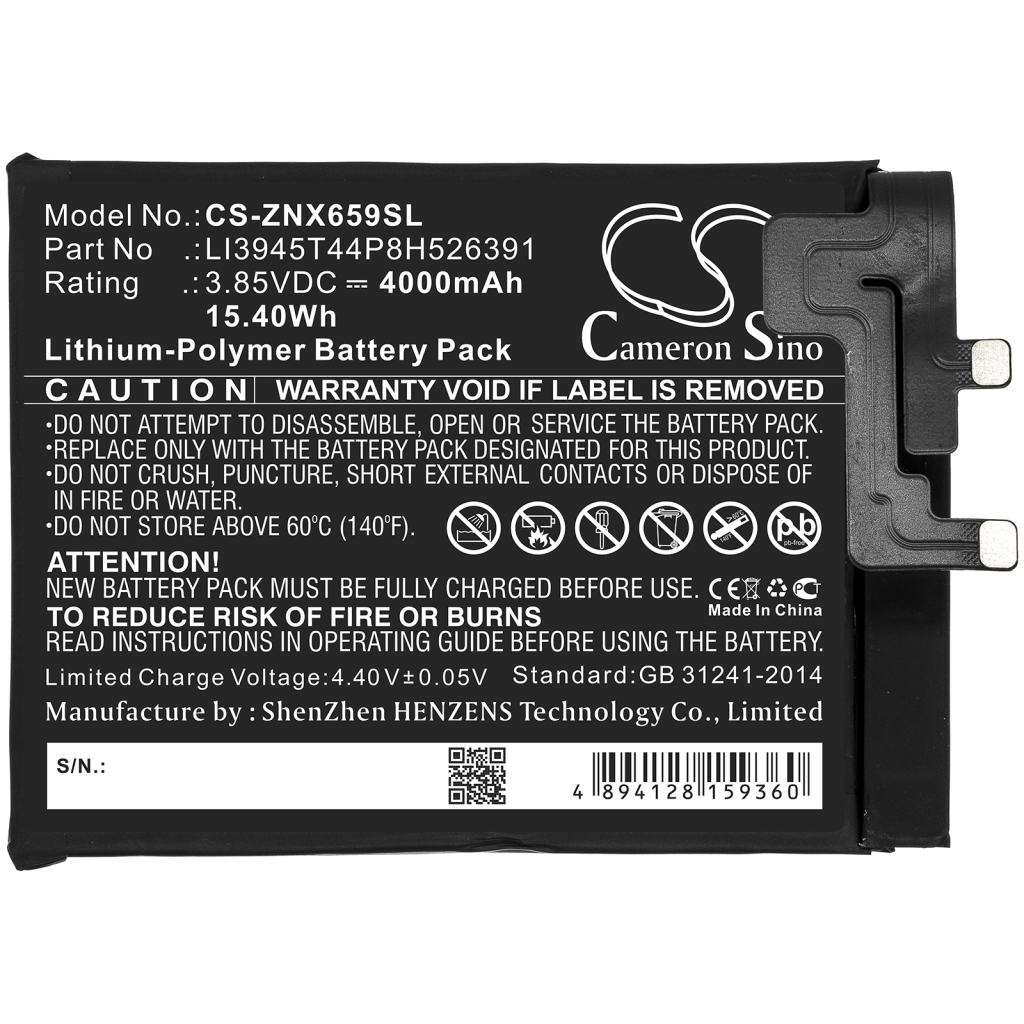 Batterier till mobiltelefoner ZTE CS-ZNX659SL