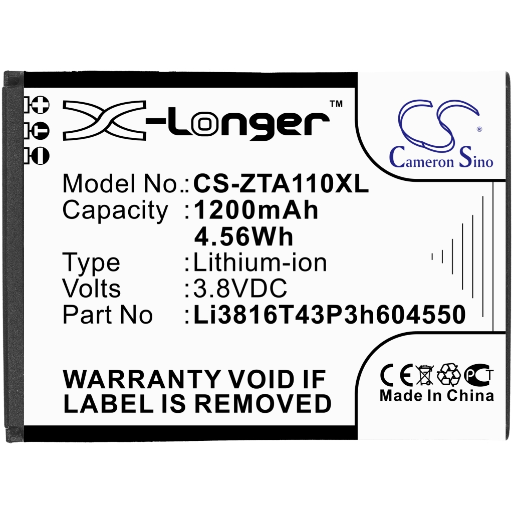 Batterier till mobiltelefoner ZTE CS-ZTA110XL