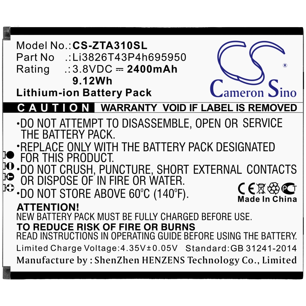 Batterier Ersätter Li3826T43P4h695950