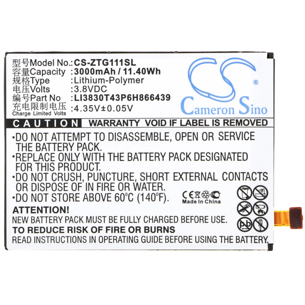 Batterier Ersätter LI3830T43P6H866439